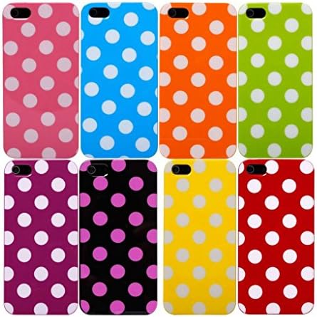 IwoodsTM, Pack of 8 Fashion Dual Color Ultra Slim Thin Polka Dot Pattern Flex Gel TPU Skin Case for iPhone 5S 5 5G 5TH [with 1 Stylus Ballpoint Pen Gift ]