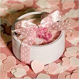 Round Tins filled with Pink and White bath confetti (Set of 32)