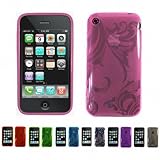 PINK Apple iPhone 3G 3Gs 8GB 16GB 32GB FLORAL Transparent Jelly Silicone Sk ....