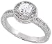 Sterling Silver Vintage Style Engagement ring, w/ a 5mm (.5 ct) Round CZ Stone, 3/8 (10mm) wide
