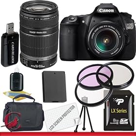 Canon EOS 60D 18 MP CMOS Digital SLR Camera w/ EF-S 18-55mm f/3.5-5.6 IS Lens & Canon EF-S 55-250mm f/4.0-5.6 IS Lens 8GB Package