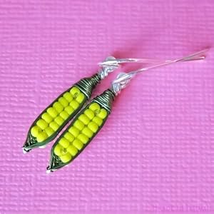 Cute Little Corn on the Cobs - tiny handmade corn cob earrings