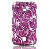 Talon Full Diamond Bling Snap on Hard Shell Protector Faceplate Cover Case for Huawei M860 Ascend (Pink Hearts)