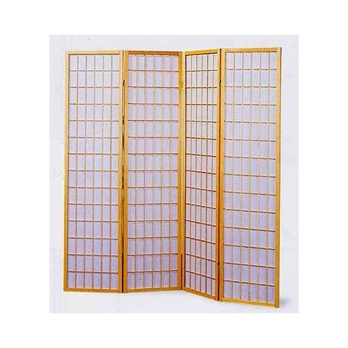 4 Panel Shoji Screen Room Divider, Natural Finish (Natural) (70 1/4"H x 69"W)