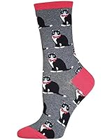 Tuxedo Cat Grey Pink Socks by Socksmith Design