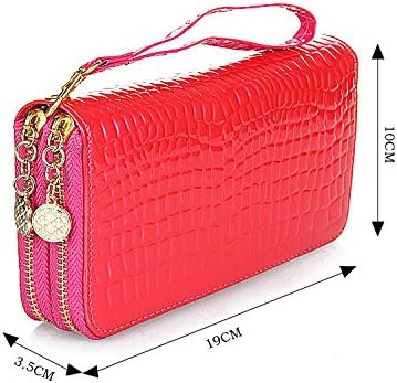 Women Synthetic Leather Big Capacity Stone Pattern Two-layered Zipper Clutch Wallet Change Purse Cellphone Bag Cards Holder Case (Blue)