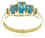 10k Yellow Gold December Birthstone 3-Stone Blue Topaz with Diamond-Accent Ring, Size 7