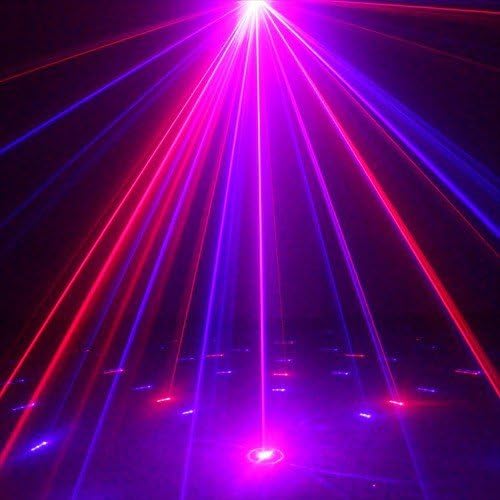 SUND Mini Portable Remote Control Professional Stage & DJ Lighting RB Multi Patterns Laser Red Blue Xmas Stage Lighting DJ Home Party Full Show Club Bar Light Color Projector (AZ09RB)