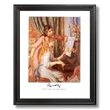 Renoir Two Girls At The Piano Home Decor Wall Picture Black Framed Art Print