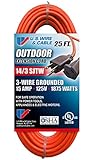 US Wire 63025 14/3 25-Foot SJTW Orange Medium Duty Extension Cord