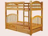 Honey Oak Finish Twin Size Wood Bunk Bed w/2 Drawers & Slat