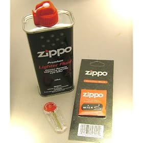 Zippo Lighter Fluid Fuel Petrol 125ml Tin + Wick + 6 Flints