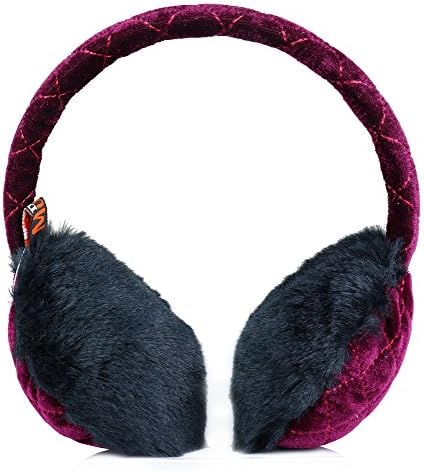 Clips N Grips Girls Ear Warmers Quilted Velvet Fur Earmuffs