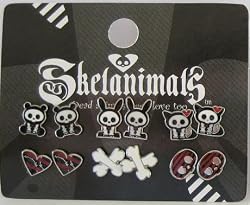 Skelanimals - Red/Black Earring Pack - 6 Earrings - New Release!