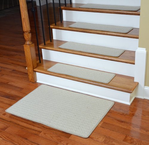 Premium Wool Carpet Stair Treads - Melrose Linen PLUS a Matching 2 x 3 Landing Mat