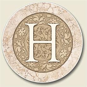 Click here to buy AutoCoaster ~ Monogram initial H ~ Tile Drink Coaster for car cupholder - code 575 by AbsorbaStone.