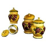 4PC CANISTER SET,CANISTERS TUSCANY GRAPE WINE DECOR