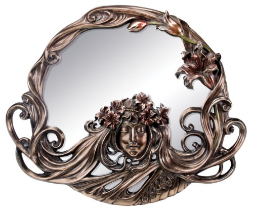 Bronze Victoria With Flowers Art Nouveau Style Mirror Decoration