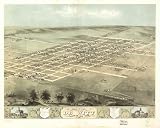 Birds eye view of the city of De Witt, Clinton Co., Iowa 1868., large historic panoramic map reprint 45x36
