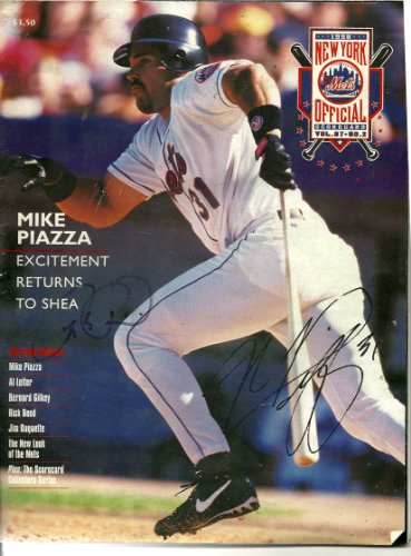 Autographed mag: 1988 NEW YORK METS OFFICIAL SCORECARD AUTOGRAPHED BY MIKE PIAZZA (and a second unidentified autograph)... Mike Piazza cover...