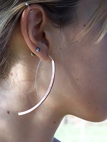Minimalist Copper Earrings Curved Bar Earrings Bold and Simple Design
