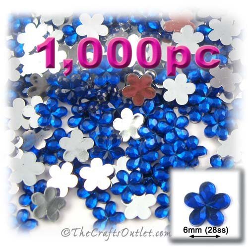 1000pc Rhinestones Mini Flower 6mm flatback Royal Blue RBL