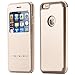 For Apple iPhone 6 Plus & iPhone 6s Plus 5.5 inch Case, FLOVEME [Open View Window] [Smart Slide Free Answer] Premium Slim Fit PU Leather Flip Pouch Polio Holder Cover - Gold