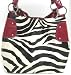 Black / White Zebra Print Shoulder Bag Purse Red Trim