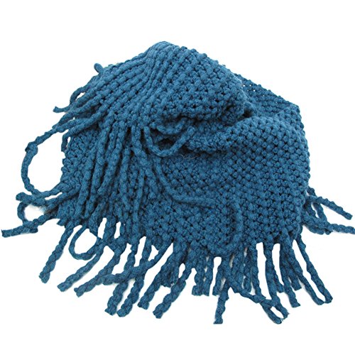 Eforcase Sweet Girls Kids Solid Color Popcorn Design Shawl Tassel Warmer Infinity Scarf Hood Wrap