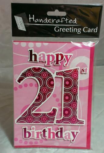 Hand Made 'Happy 21st Birthday' Card & Envelope ~ 7 Inch x 5 Inch
