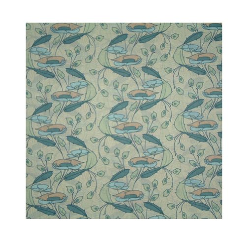 Green, Blue & Peach Floral Vintage Liberty of London Lawn Cotton Handkerchief