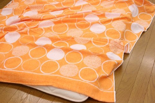 【オレンジ】タオルケット　カラフルドット　シングルサイズ140×190cm シンプルでカラフルなドット柄