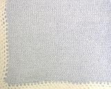 Bk1, Knitted on Hand Knitted Machine Blue Chenille Finished By Hand Crochet with White Infant Boys Blanket