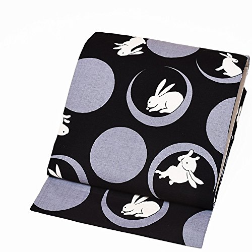 和ごころきもの屋　　 日本製 　総柄 仕立上り洗える九寸名古屋帯 洗える 変わり織 名古屋帯 名古屋 仕立上り 国産 着物 浴衣 帯 お太鼓 九寸名古屋帯 紬 小紋 綿 うさぎ　ongy87