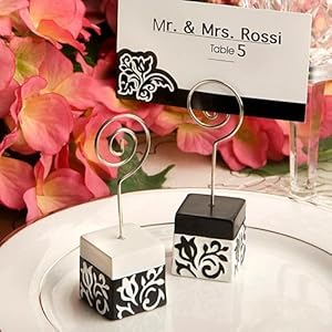 Black and White Damask Design Place Card Holders