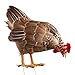 Brown Feathered Feeding Artificial Hen | with Attached Wires | for Indoor Decor
