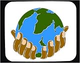 Mouse Pad with hands, Earth, planet