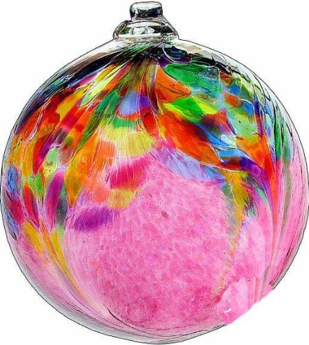 Kitras Art Glass Art Nouveau Witch Ball Ornament - Pink 6