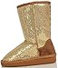 Aling 7K Little Girls Sequin Slip On Shearling Boots Gold