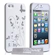 Custodia Apple iPhone 5 Cover iPhone 5 Silicone Gel Floreale Farfalla Bianco / Argento Con Schermo Pellicola Protezione