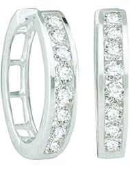 0.25 Carat (ctw) 14k White Gold Brilliant White Diamond Ladies Huggie Hoop Earrings