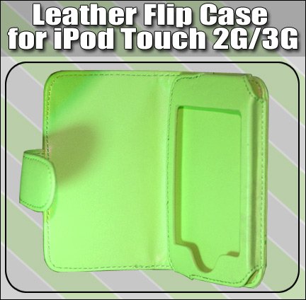 Premium Green Folio Wallet Leather Case for Apple Ipod Touch iTouch 8Gb 16GB 32Gb 2G 3G 2nd Generation