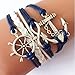 OVERMAL Handmade Adjustable Rudder Anchor Charms Multilayer Bracelet Wristband