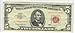 FIVE DOLLAR BILL-RED SEAL-1963-UNITED STATES NOTE