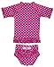 RuffleButts® Little Girls Berry Polka Dot Ruffled Rash Guard Bikini