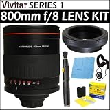 Vivitar 800MR 800mm Mirror Lens Kit For Nikon D40 D40x D50 D60 D80 D70 D90 D200 D300 D700 SLR Cameras