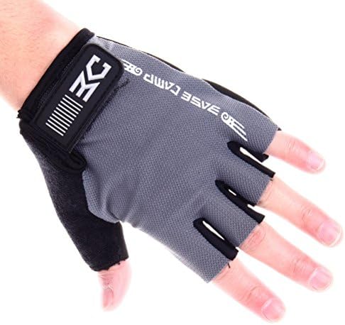 Blue Red(TM) Durable Microfiber Cloth Non-Slip Gloves Breathable Half-Finger Gloves Gym Grey