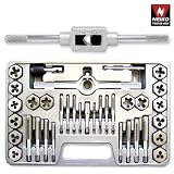 Neiko Professional-Grade 40-Piece High-Strength Steel Alloy Tap & Die Hexagon Set - Metric - M3 to M12