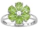 10K White Gold 1/10 ctw Diamond and Peridot Flower Ring