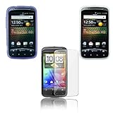 SKQUE Black Rubberized Case + Purple TPU Case and Clear Crystal Screen Prot ....